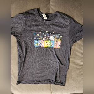 Disney Parks Bella Canvas World Traveler Epcot Girls L 14-16 T-shirt Grey